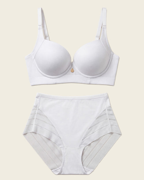 High Profile Bra + Stripe Undetectable Panty in White