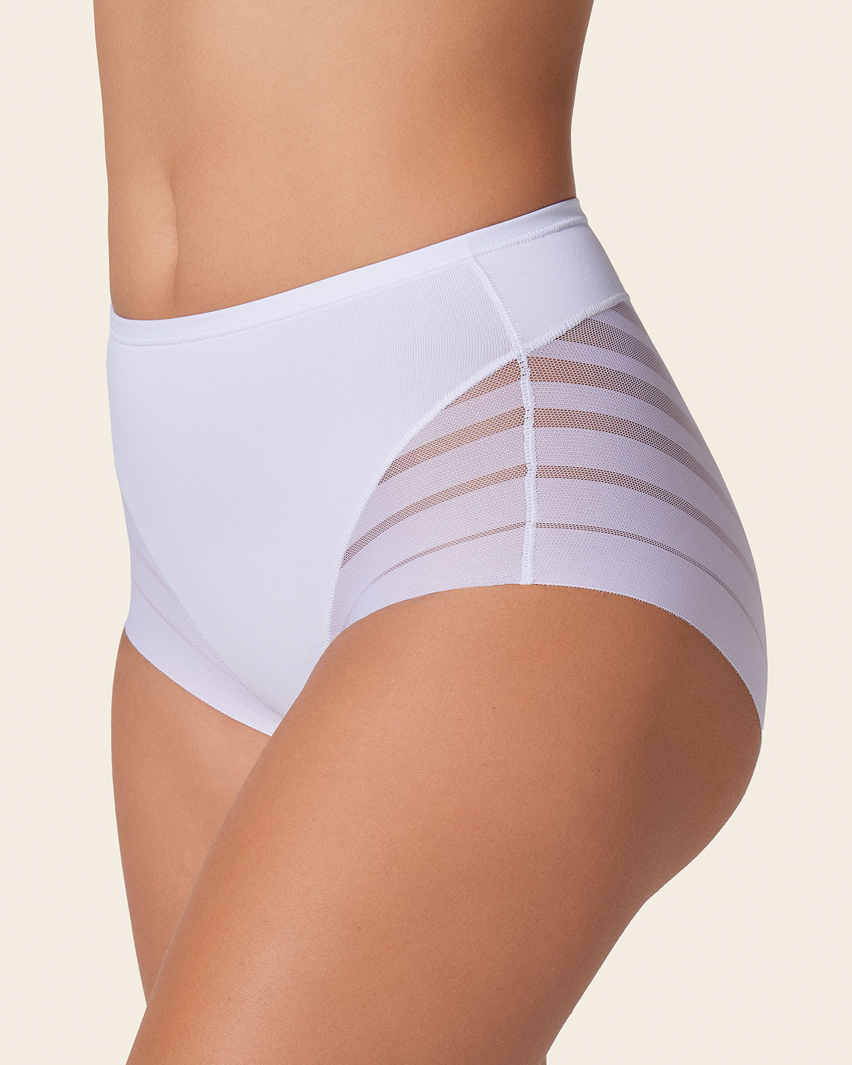 High Profile Bra + Stripe Undetectable Panty in White