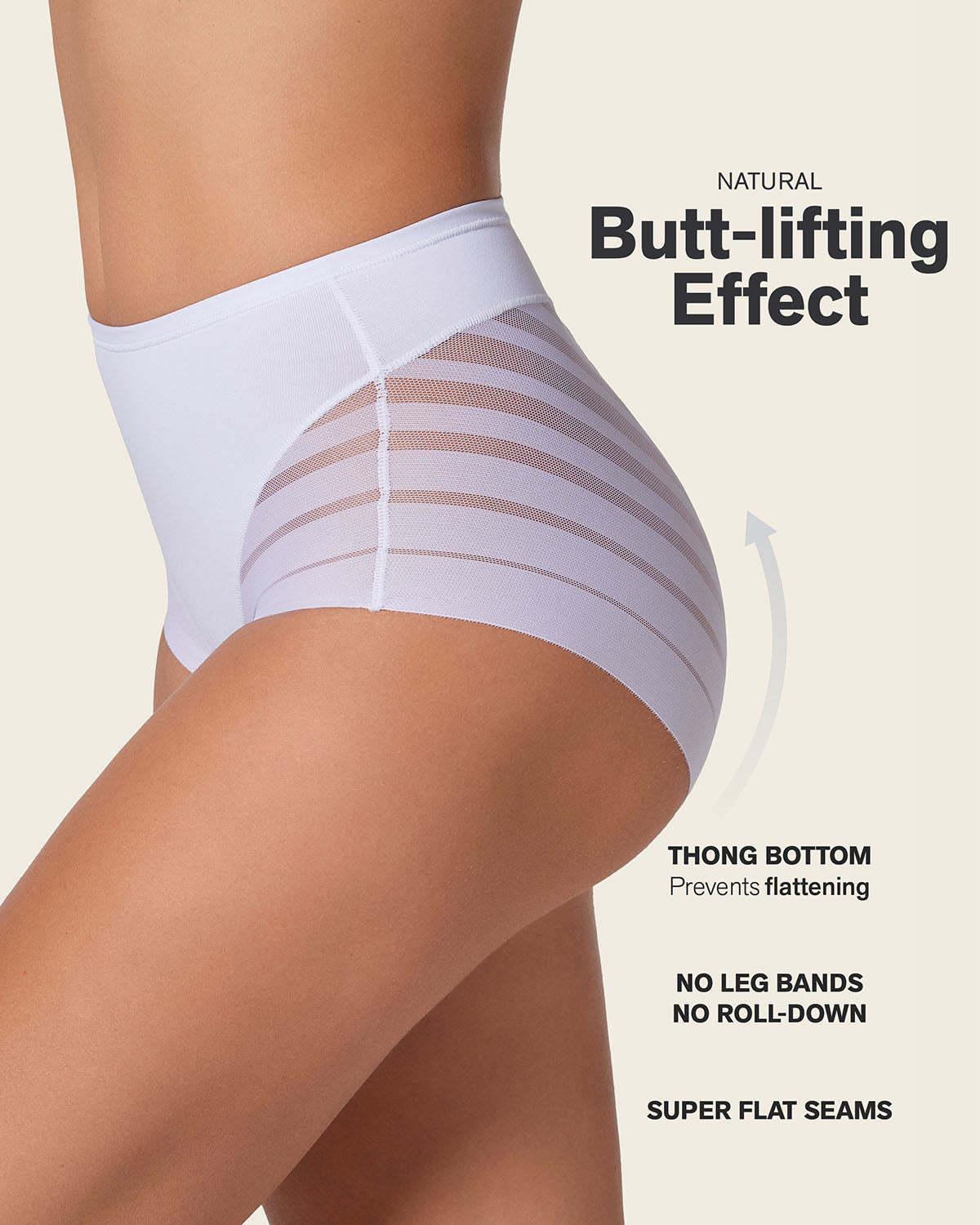 High Profile Bra + Stripe Undetectable Panty in White