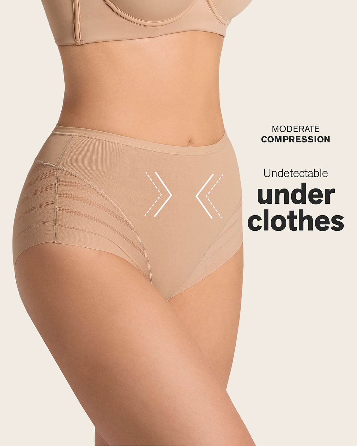 Everyday Bra + Stripe Undetectable Shaper Panty in Golden Beige