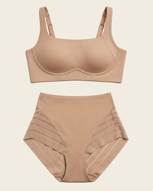 Everyday Bra + Stripe Undetectable Shaper Panty in Golden Beige